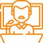 Orange Teacher at Computer Icon